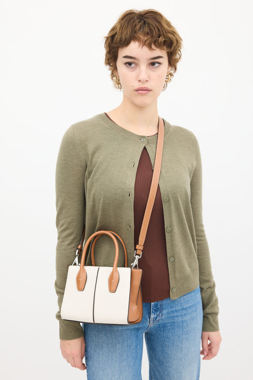 Tod's White & Brown Leather Holly Bag