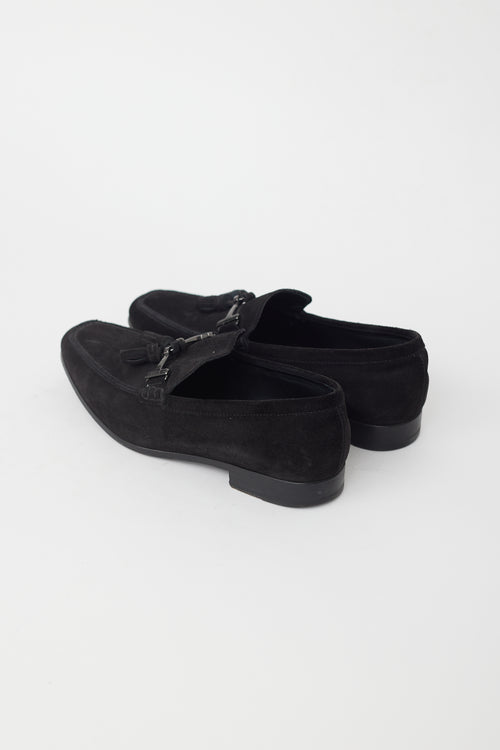 Tod's Black Suede Tassel Loafer