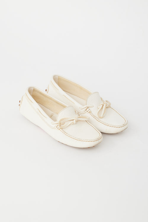 Tod's Cream Leather Driving Loafer