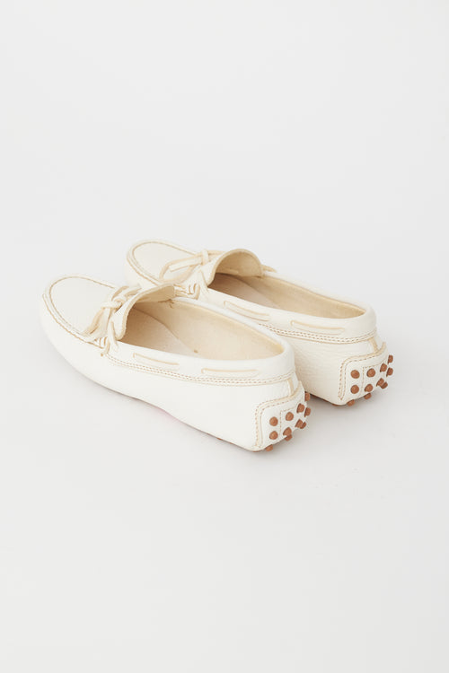 Tod's Cream Leather Driving Loafer