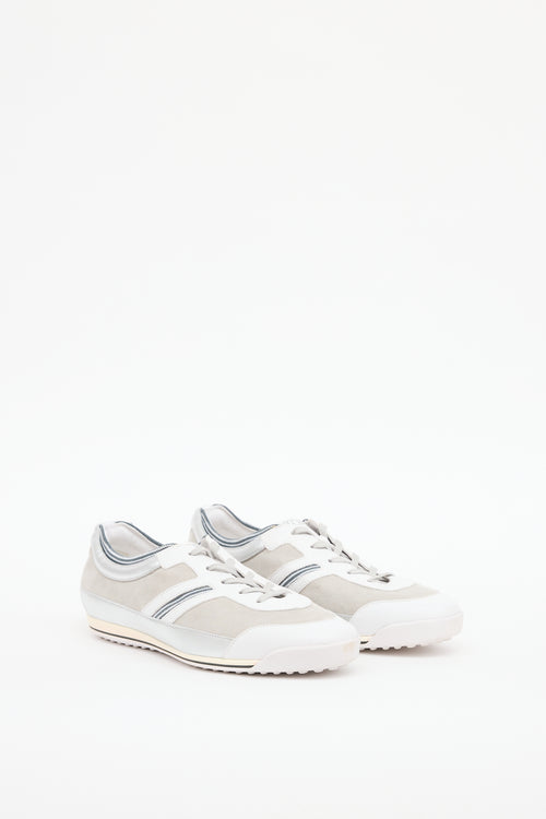 Tod's White & Silver Glitter Sneaker