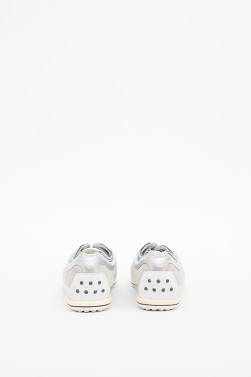Tod's White & Silver Glitter Sneaker