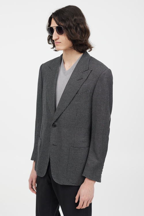 Tom Ford Black & Grey Silk Houndstooth Blazer