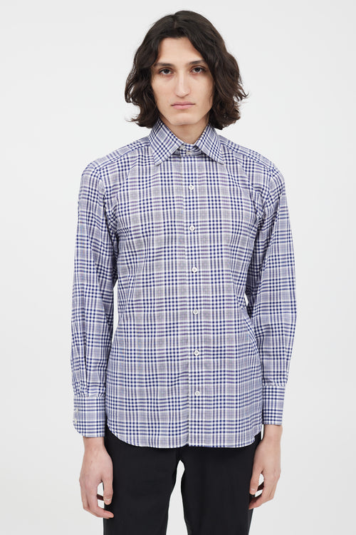 Tom Ford Blue & White Check Shirt