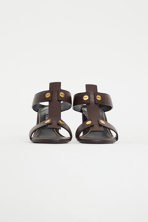 Tom Ford Brown & Gold Leather Sandal