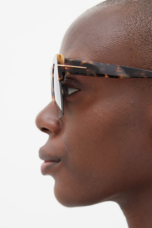 Tom Ford Brown & Beige Squared Round TF552 Savannah Sunglasses