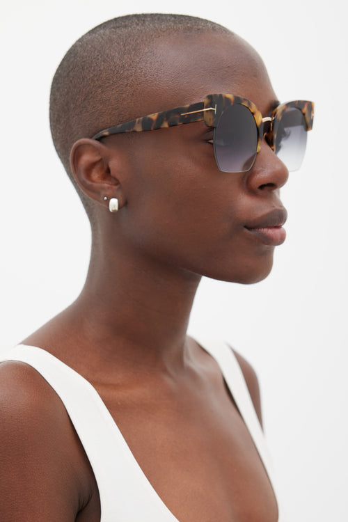 Tom Ford Brown & Beige Squared Round TF552 Savannah Sunglasses