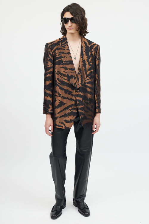 Tom Ford Black & Bronze Metallic Shawl Collar Blazer