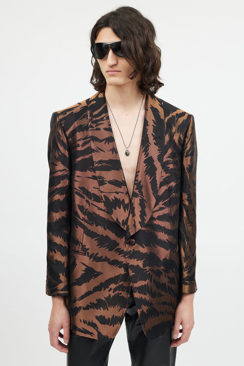 Tom Ford Black & Bronze Metallic Shawl Collar Blazer