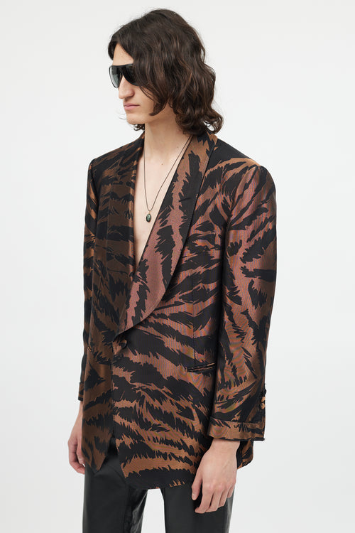 Tom Ford Black & Bronze Metallic Shawl Collar Blazer