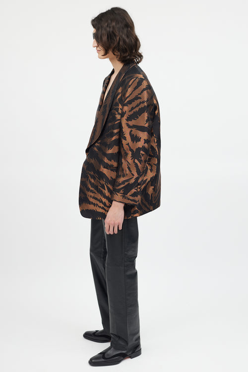 Tom Ford Black & Bronze Metallic Shawl Collar Blazer