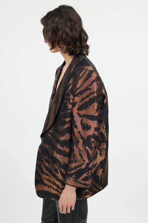 Tom Ford Black & Bronze Metallic Shawl Collar Blazer