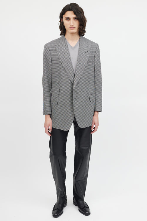 Tom Ford Black & White Wool Houndstooth Blazer