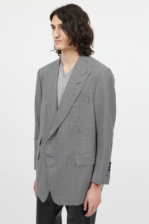 Tom Ford Black & White Wool Houndstooth Blazer