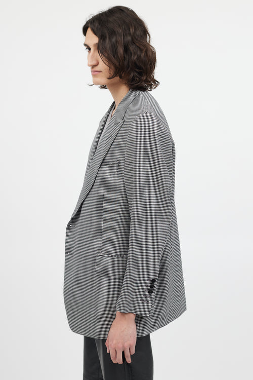 Tom Ford Black & White Wool Houndstooth Blazer