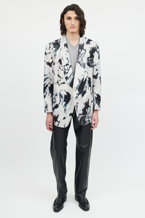 Tom Ford Grey & Black Marbled Shawl Collar Blazer