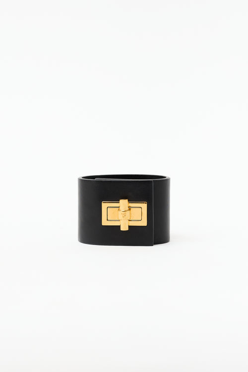 Tom Ford Leather Wide Logo Bracelet