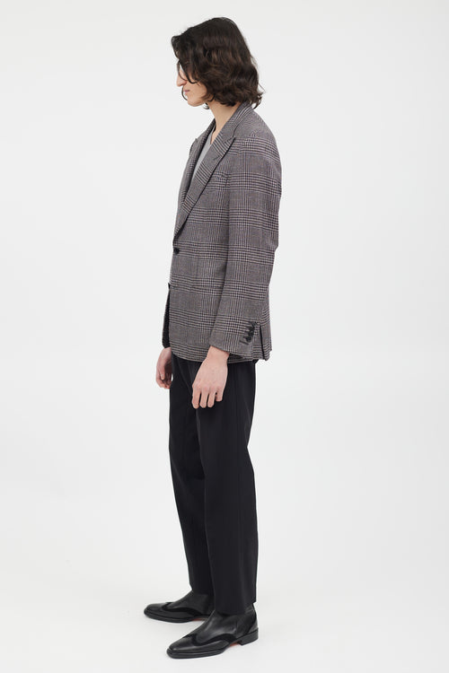 Tom Ford Navy & Pink Wool Houndstooth Blazer