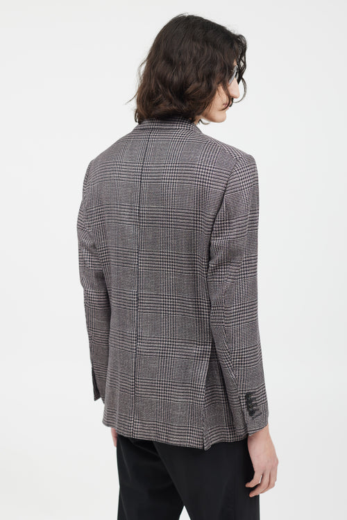 Tom Ford Navy & Pink Wool Houndstooth Blazer