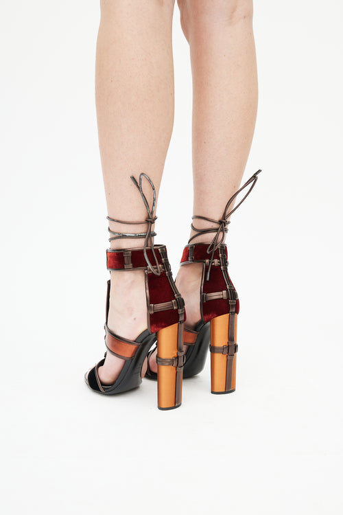 Tom Ford Brown & Multi Patchwork Cage Sandal