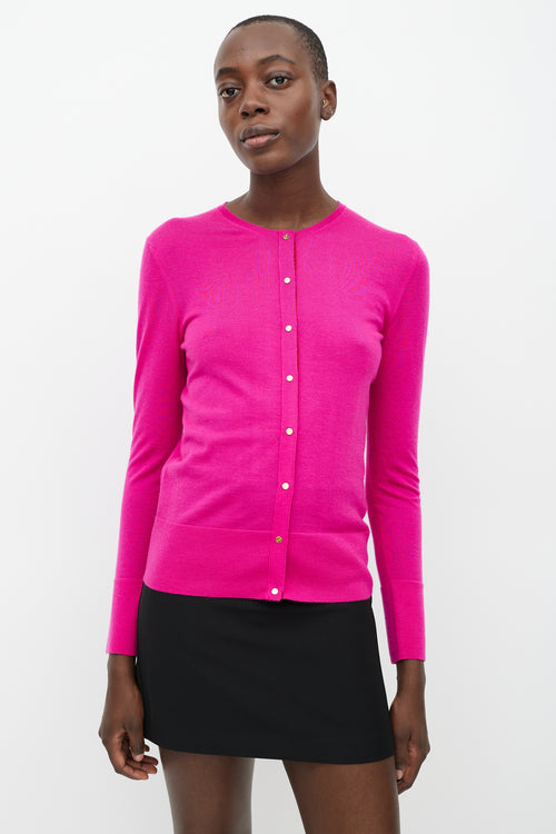 Tom Ford Pink & Gold Cashmere Knit Cardigan