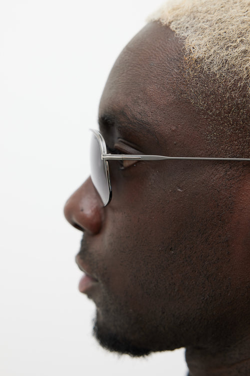 Tom Ford Silver & Black Justin Aviator Sunglasses