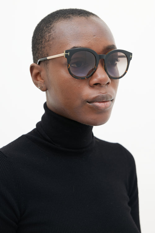 Tom Ford Brown & Gold TF435 Round Sunglasses
