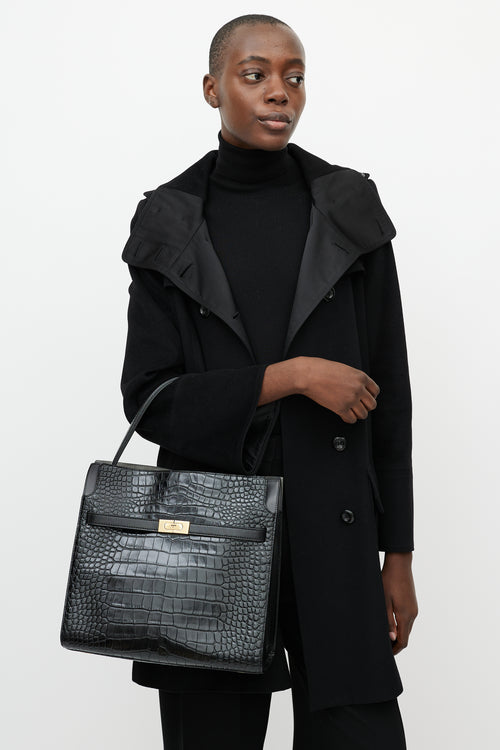 Tory Burch Black & Gold Radziwill Embossed Leather Bag