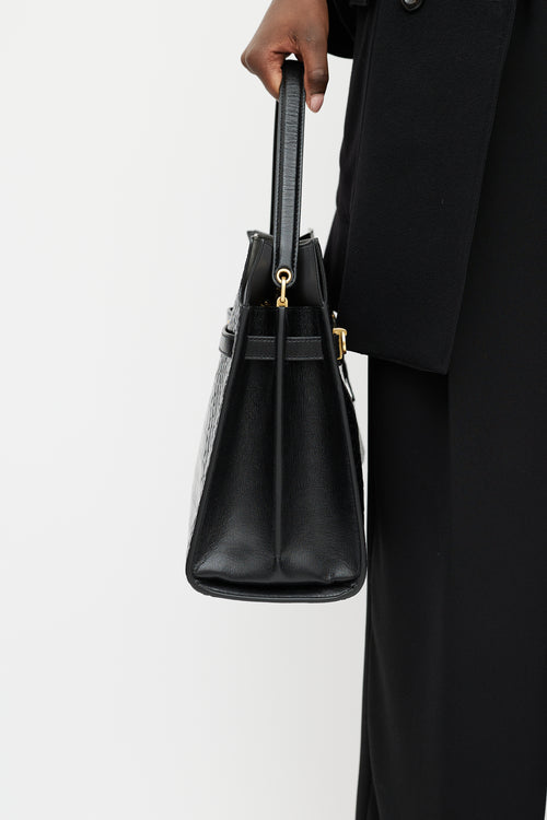 Tory Burch Black & Gold Radziwill Embossed Leather Bag
