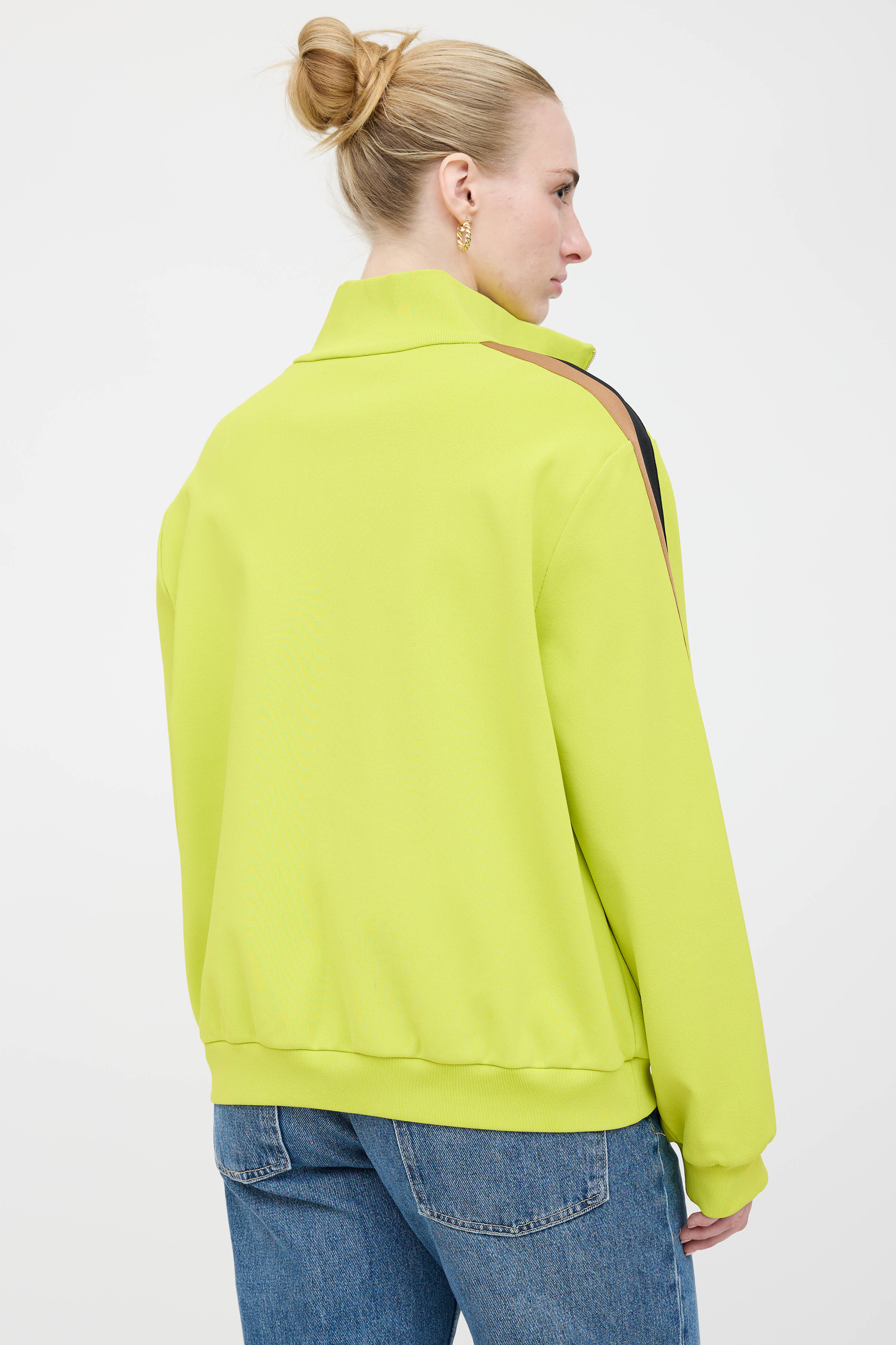 Tory Burch Striped Quarter Zip Sweater