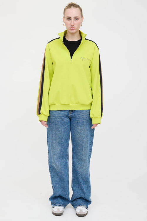 Tory Burch Striped Quarter Zip Sweater