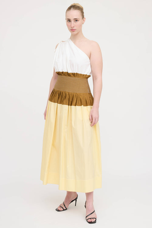 Tory Burch One Shoulder Smocked Dress