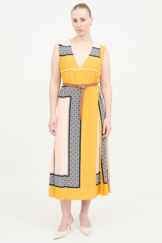 Tory Burch Silk Patterned Belt Dress