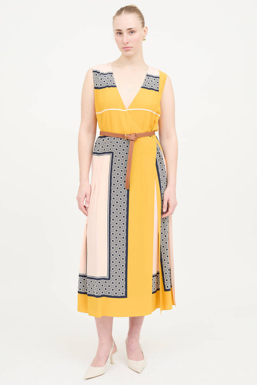 Tory Burch Silk Patterned Belt Dress