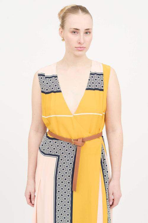 Tory Burch Silk Patterned Belt Dress