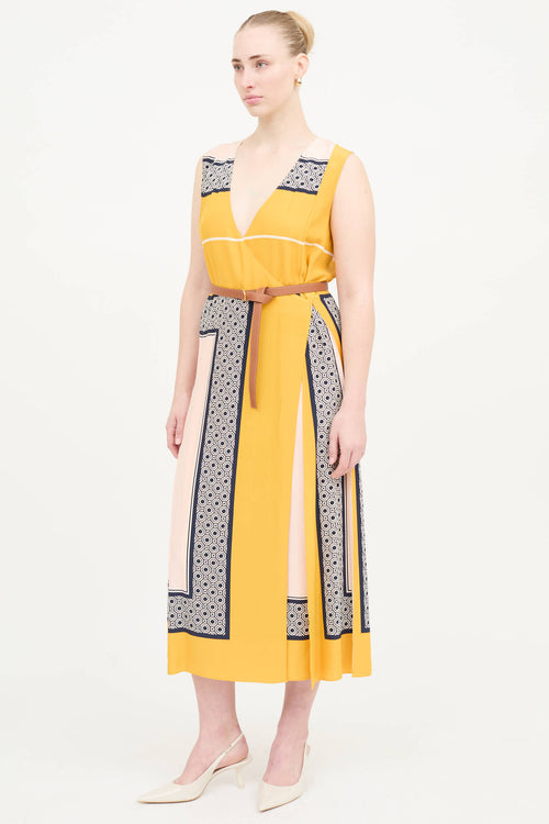 Tory Burch Silk Patterned Belt Dress