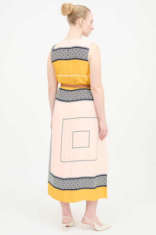 Tory Burch Silk Patterned Belt Dress