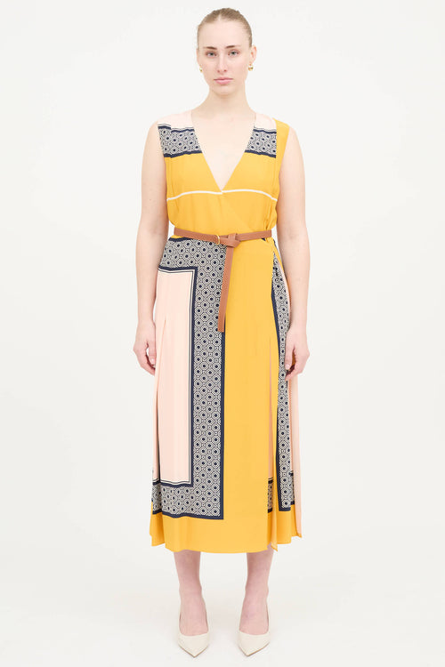Tory Burch Silk Patterned Belt Dress