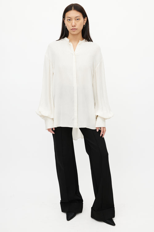 Totême Beige & Black Silk Stripes Shirt