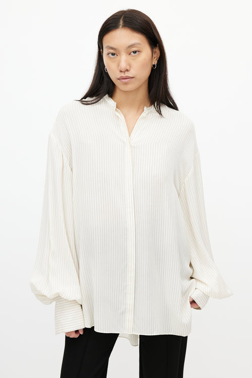 Totême Beige & Black Silk Stripes Shirt