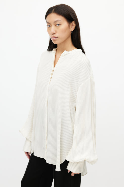Totême Beige & Black Silk Stripes Shirt