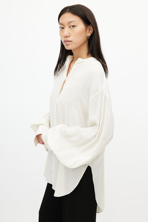 Totême Beige & Black Silk Stripes Shirt