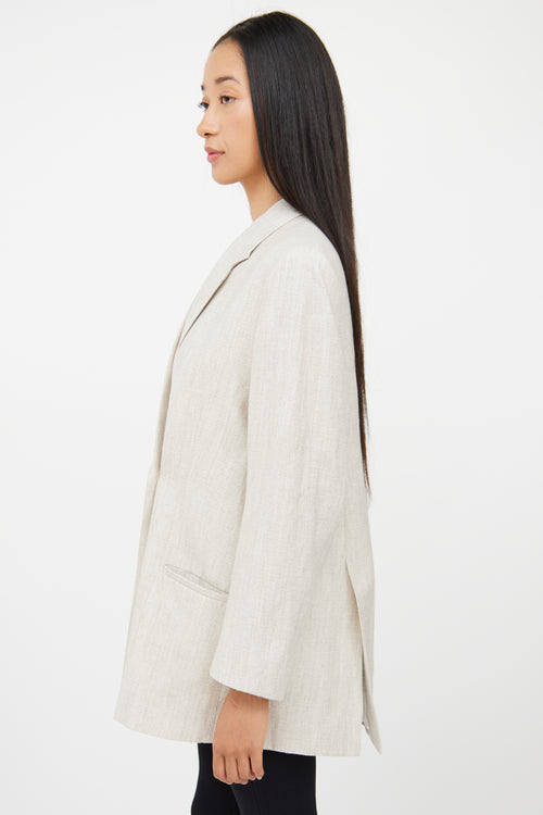 Totême Beige Wool & Linen Double Breasted Blazer