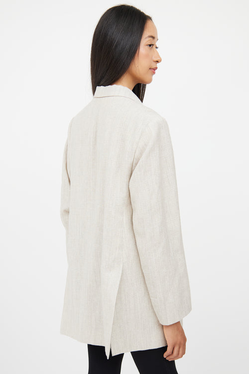 Totême Beige Wool & Linen Double Breasted Blazer