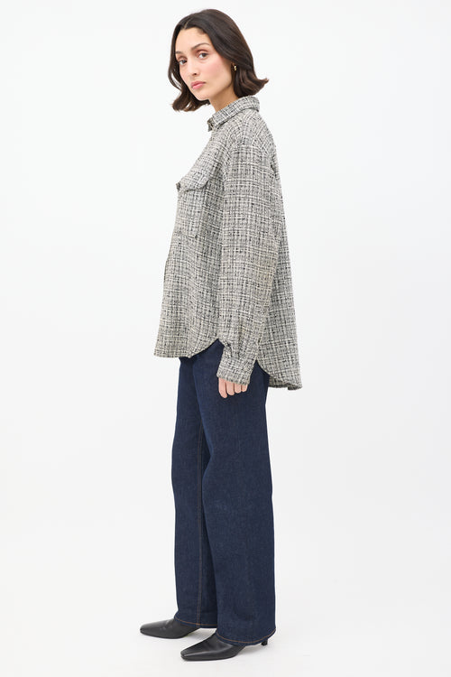 Toteme Black & White Cotton & Linen Tweed Shirt