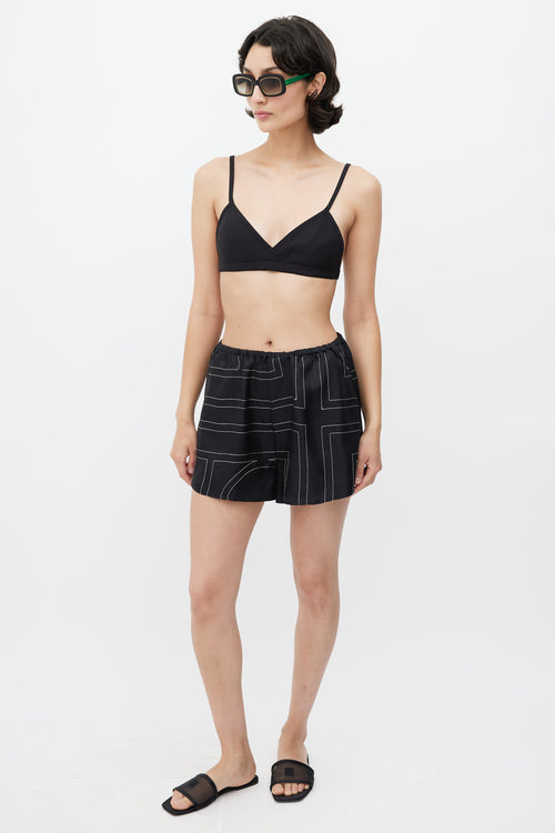 Totême Black & White Embroidered Geometric Short