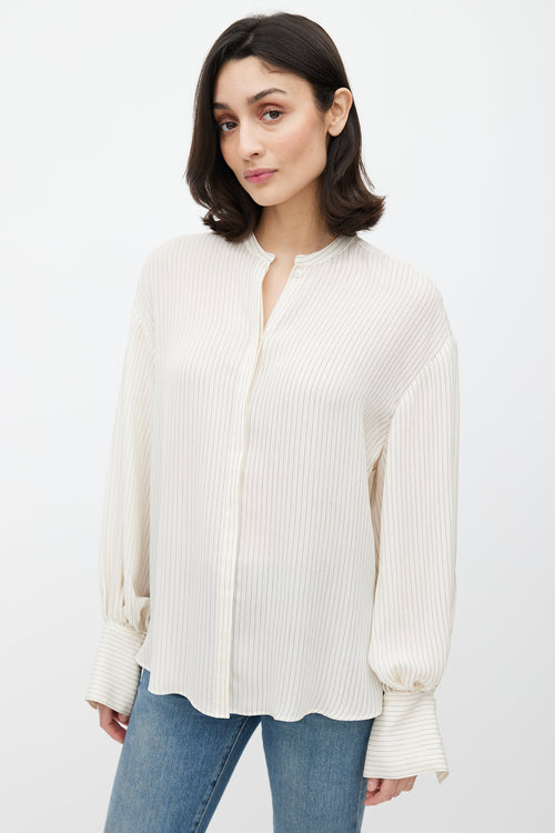 Totême Cream & Black Dotted Stripe Patterned Shirt