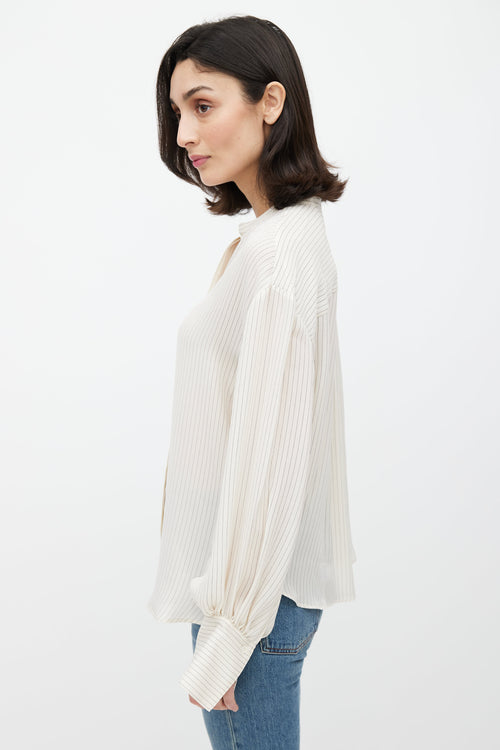 Totême Cream & Black Dotted Stripe Patterned Shirt