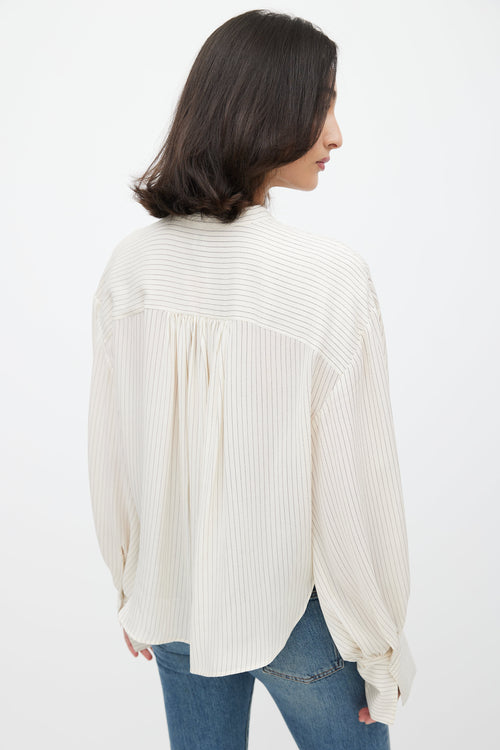 Totême Cream & Black Dotted Stripe Patterned Shirt