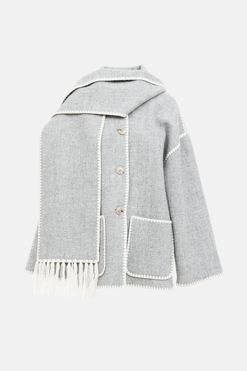 Toteme Wool Embroidered Scarf Jacket